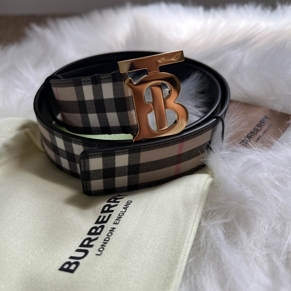 Belt Check Leather Burberry Small size - Picture 2 of 11